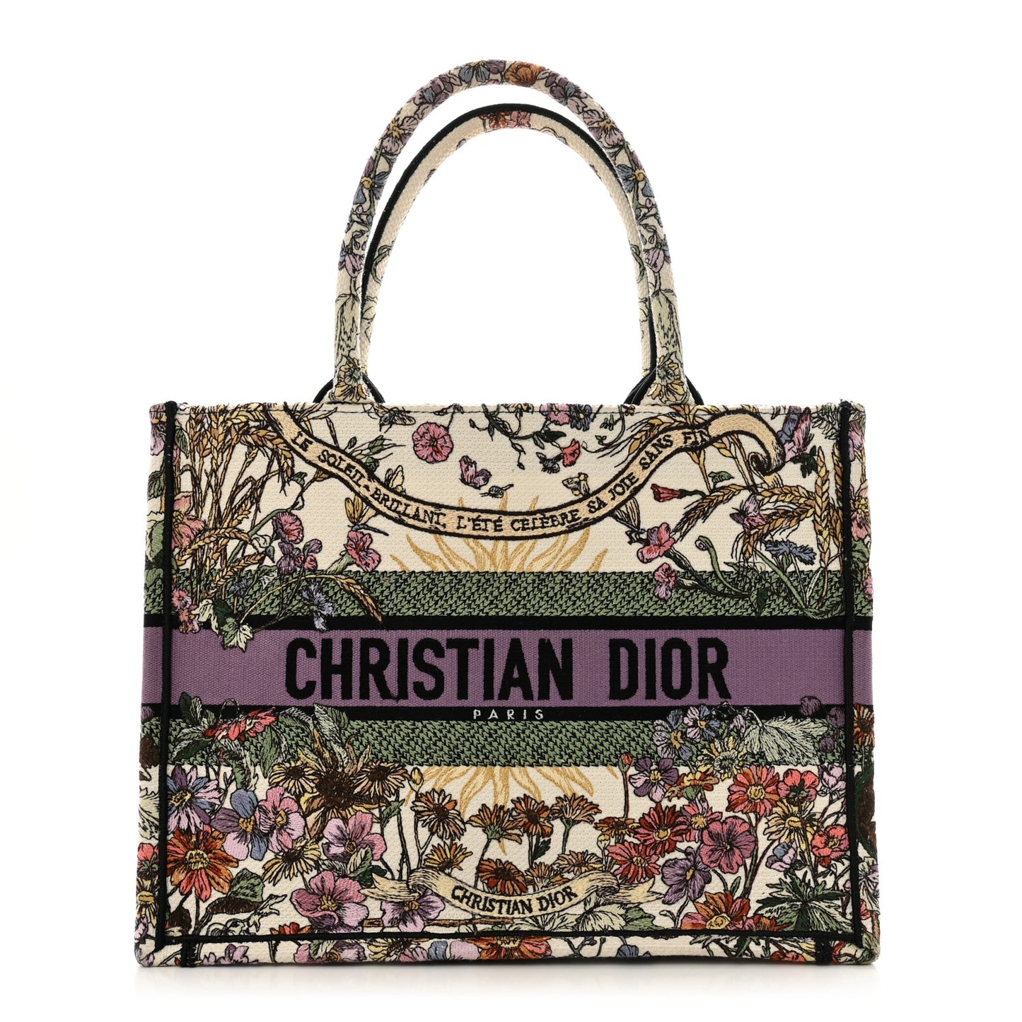 Canvas Embroidered Medium 4 Saisons Hiver Soleil Book Tote Lilac Multicolor