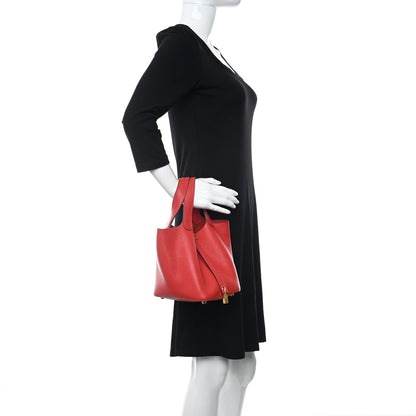 Hermes Taurillon Clemence Picotin Lock 18 PM Rouge Casaque 3 of 12