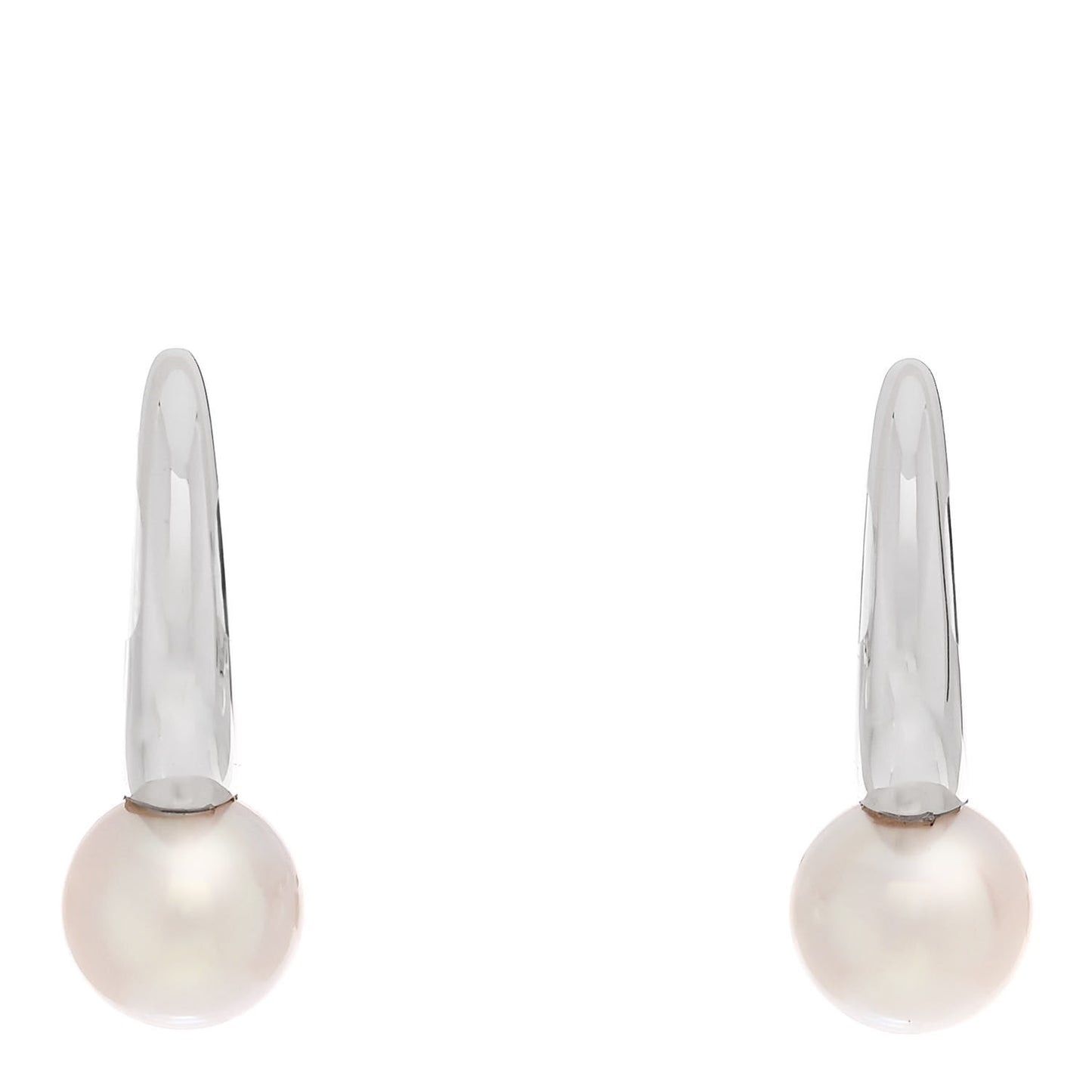 18K White Gold Akoya Cultured Pearl 6.5mm Classic Elegance Hoop Earrings