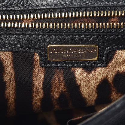 Dolce & Gabbana Grained Deerskin Medium Miss Sicily Satchel Black 6 of 9