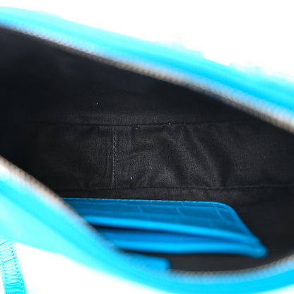 Balenciaga Extra Supple Calfskin Crocodile Embossed Crystal Mini Le Cagole Purse With Chain Cyan 5 of 11