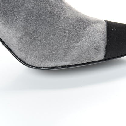 Chanel Suede Calfskin Satin Gabrielle Cap Toe Short Boots 39.5 Grey Black 9 of 10