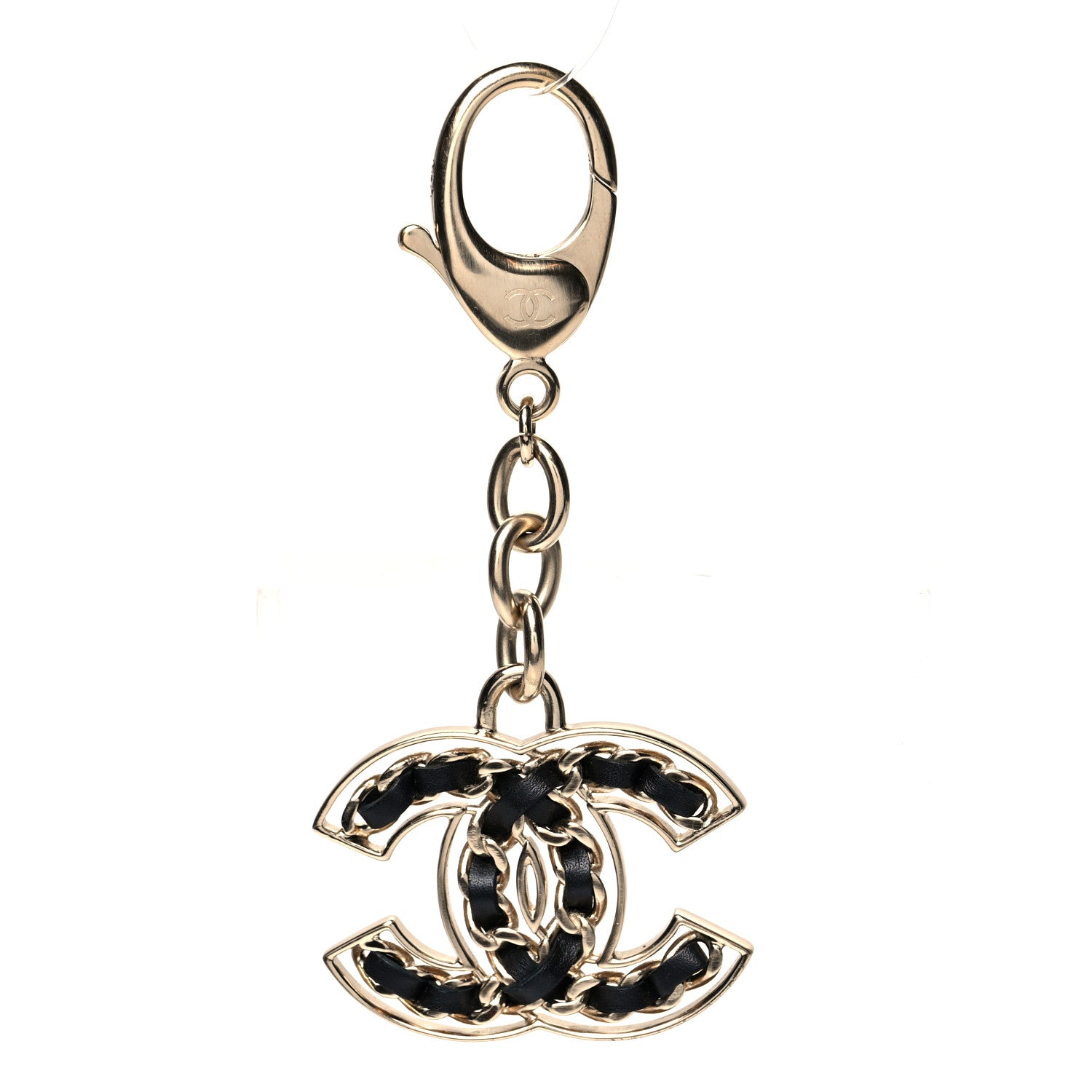 Chanel Lambskin CC Chain Keychain Black Gold 1 of 3