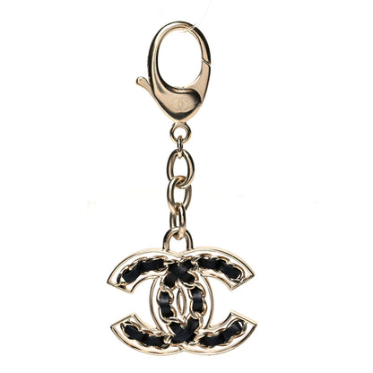 Chanel Lambskin CC Chain Keychain Black Gold 1 of 3