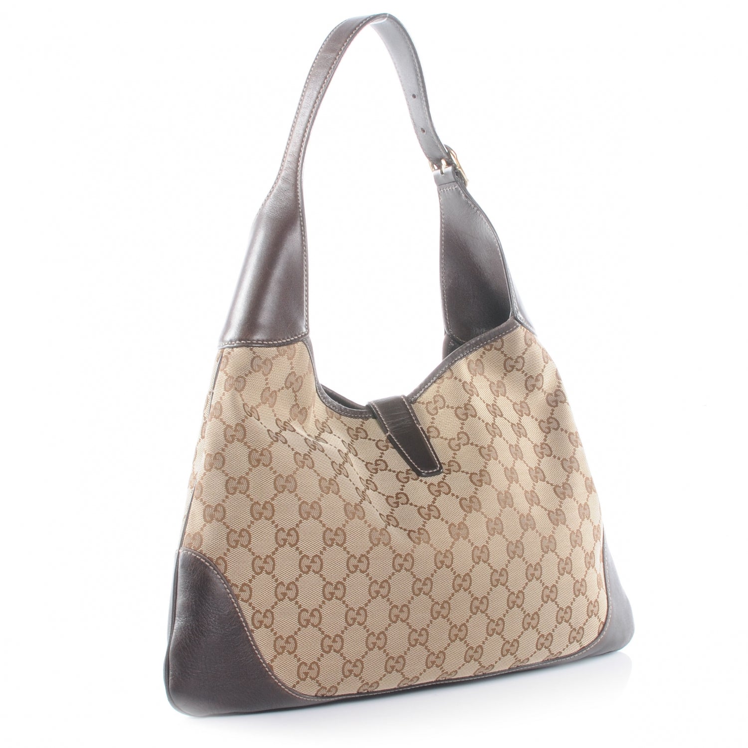 Gucci Monogram Web Jackie O Bouvier Hobo Dark Brown 3 of 8