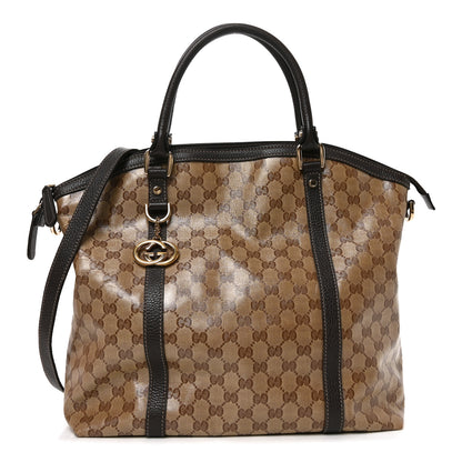 Gucci Crystal Monogram Large GG Charm Dome Satchel Dark Brown 1 of 11
