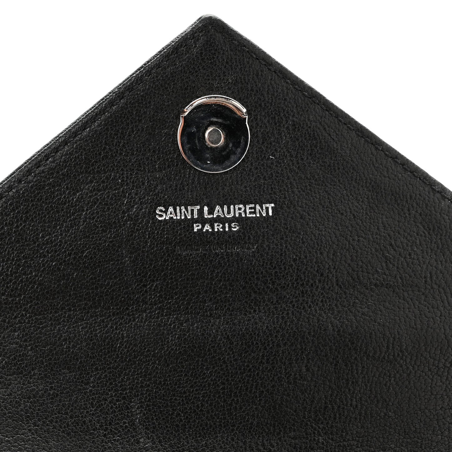 Sheepskin Matelasse Chevron Monogram College Chain Wallet Black