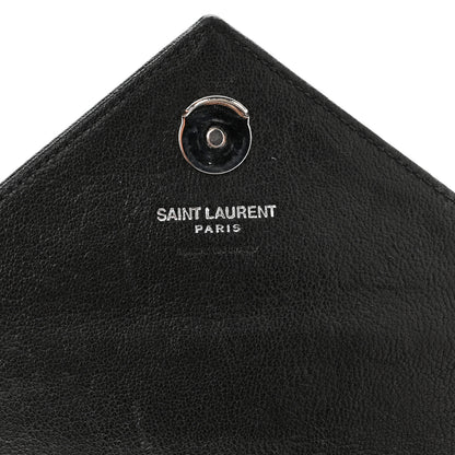 Saint Laurent Sheepskin Matelasse Chevron Monogram College Chain Wallet Black 6 of 11