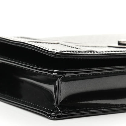 Christian Dior Metallic Patent Micro-Cannage Diorama Wallet on Chain Pouch Black 8 of 9