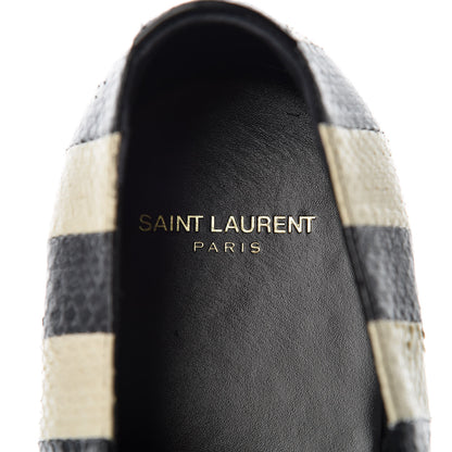 Saint Laurent Elaphe Snakeskin Striped Mens Jonas Derbies 43 Black White 6 of 9