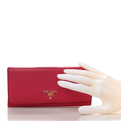 Prada Saffiano Metal Continental Flap Wallet Peonia 2 of 15