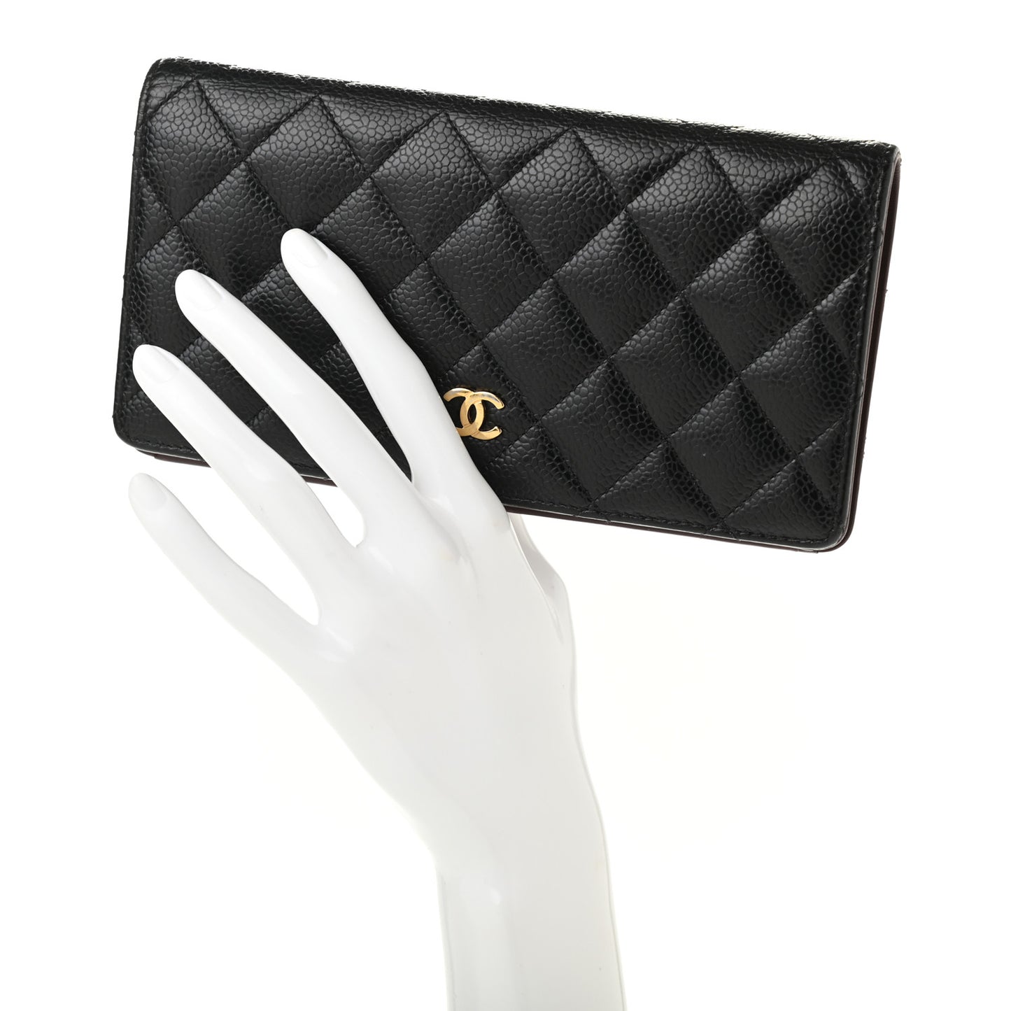 Caviar Quilted Yen Wallet Black