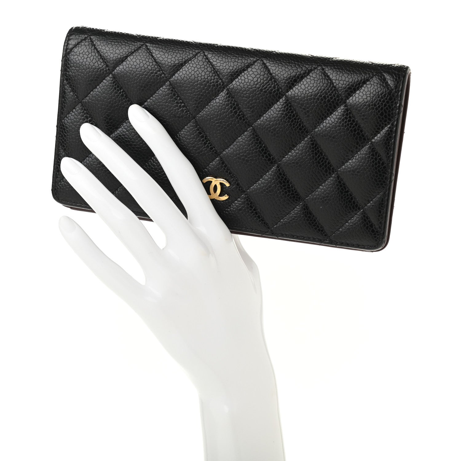 Chanel Caviar Quilted Yen Wallet Black 2 of 11