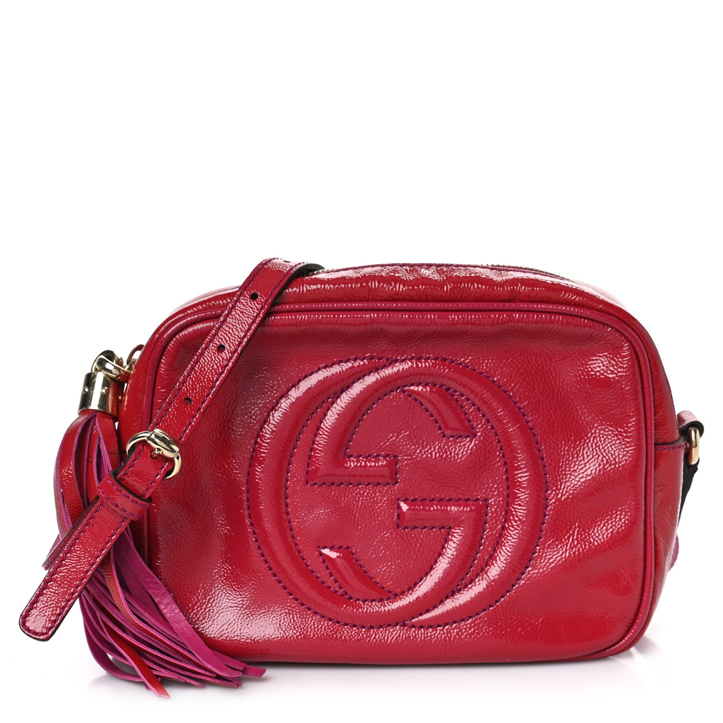 Vernice Naplack Small Soho Disco Bag Bright Bougainvillea
