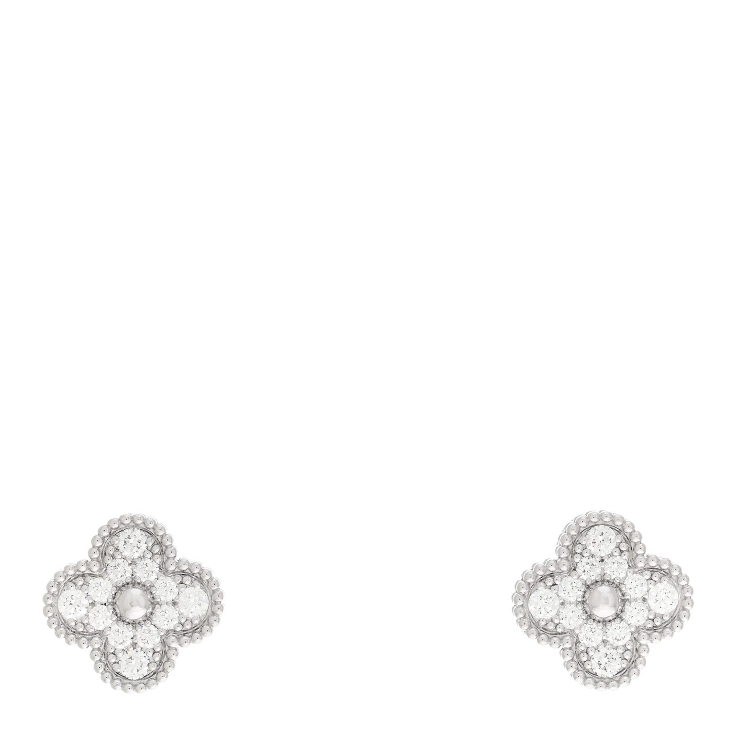 18K White Gold Diamond Vintage Alhambra Earrings
