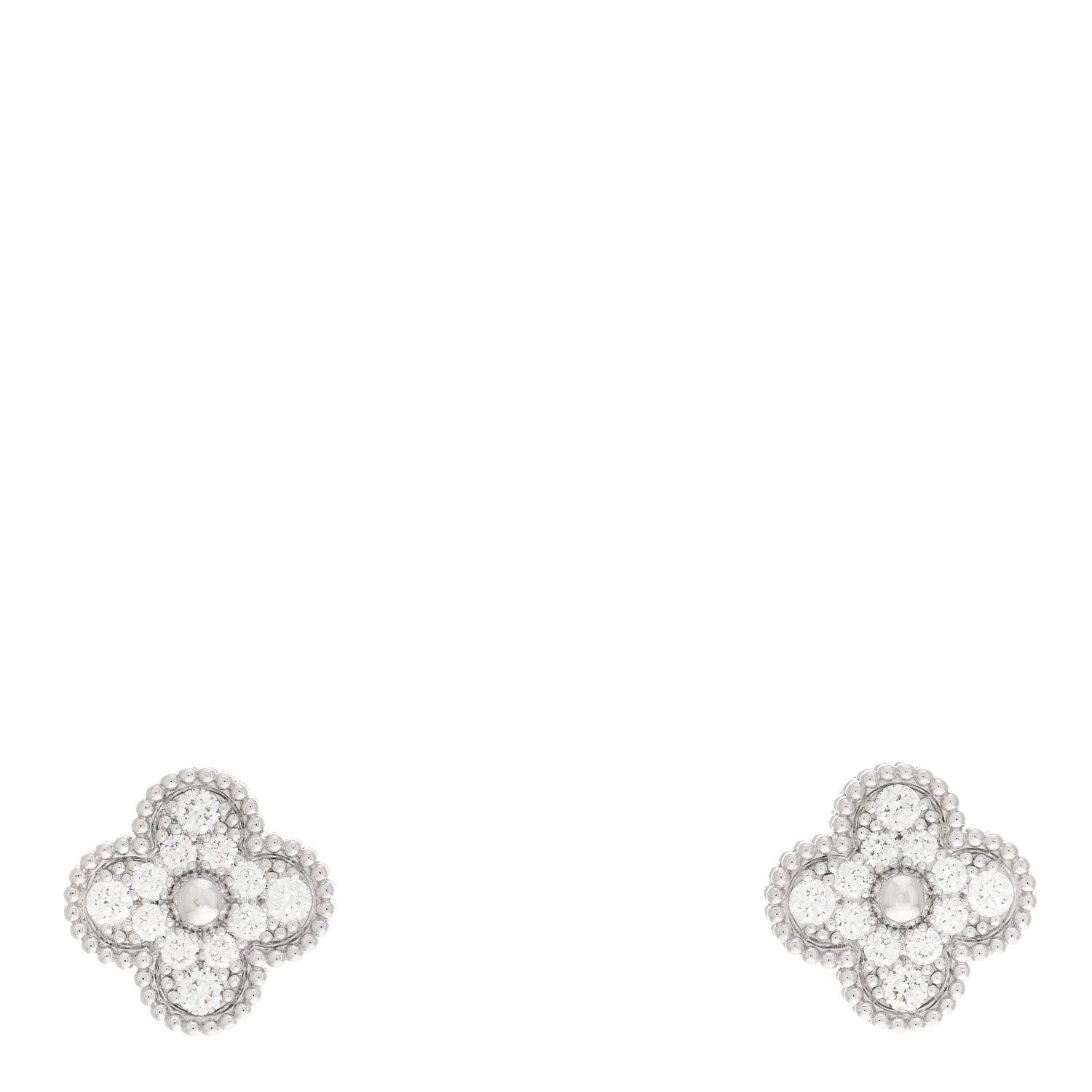 Van Cleef & Arpels 18K White Gold Diamond Vintage Alhambra Earrings 1 of 4