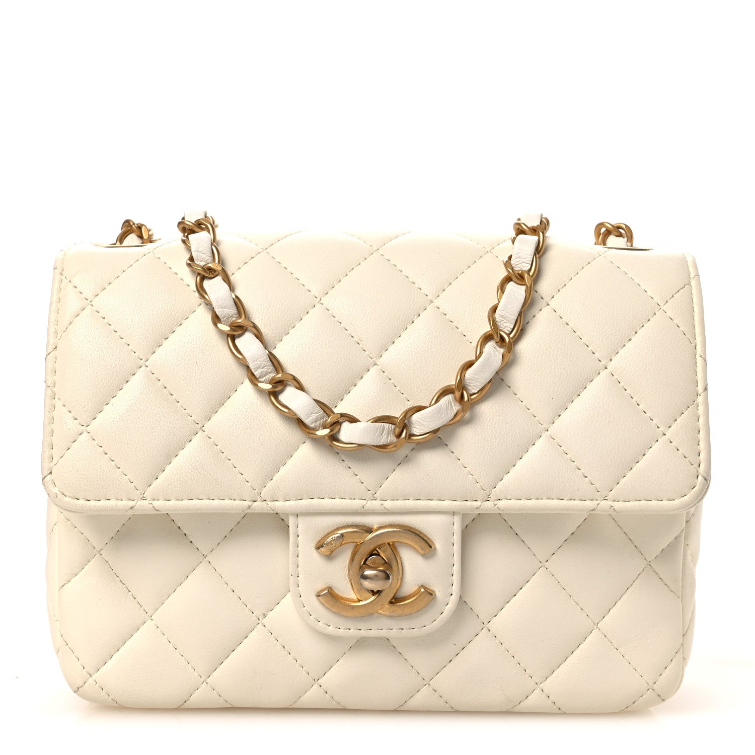 Chanel Lambskin Quilted Casino Chips Small Square Flap White 1 of 12