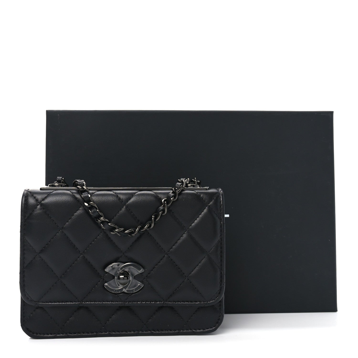 Chanel Lambskin Quilted Mini Trendy CC Wallet On Chain WOC So Black 11 of 11