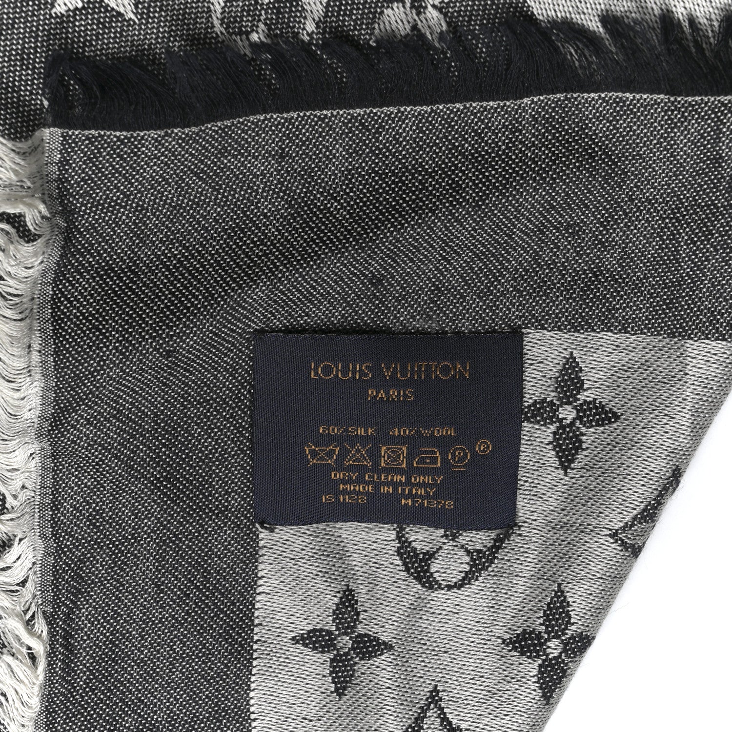 Louis Vuitton Silk Wool Monogram Denim Shawl Black 3 of 4