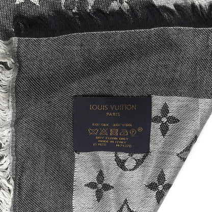 Louis Vuitton Silk Wool Monogram Denim Shawl Black 3 of 4