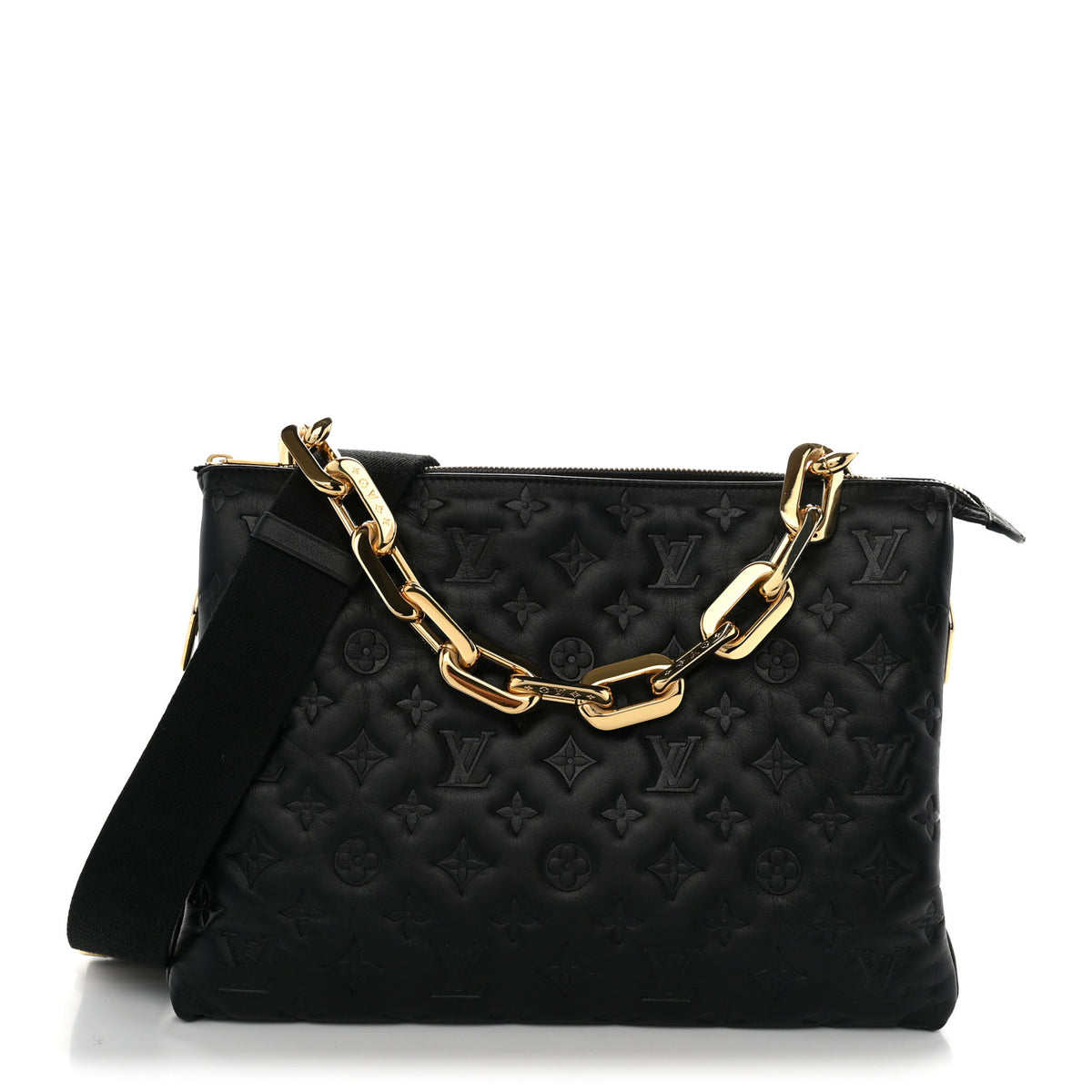 Lambskin Embossed Monogram Coussin MM Black