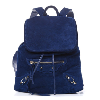 Balenciaga Baby Daim Suede Classic Hardware Traveler Backpack Bleu Pacifique 1 of 13
