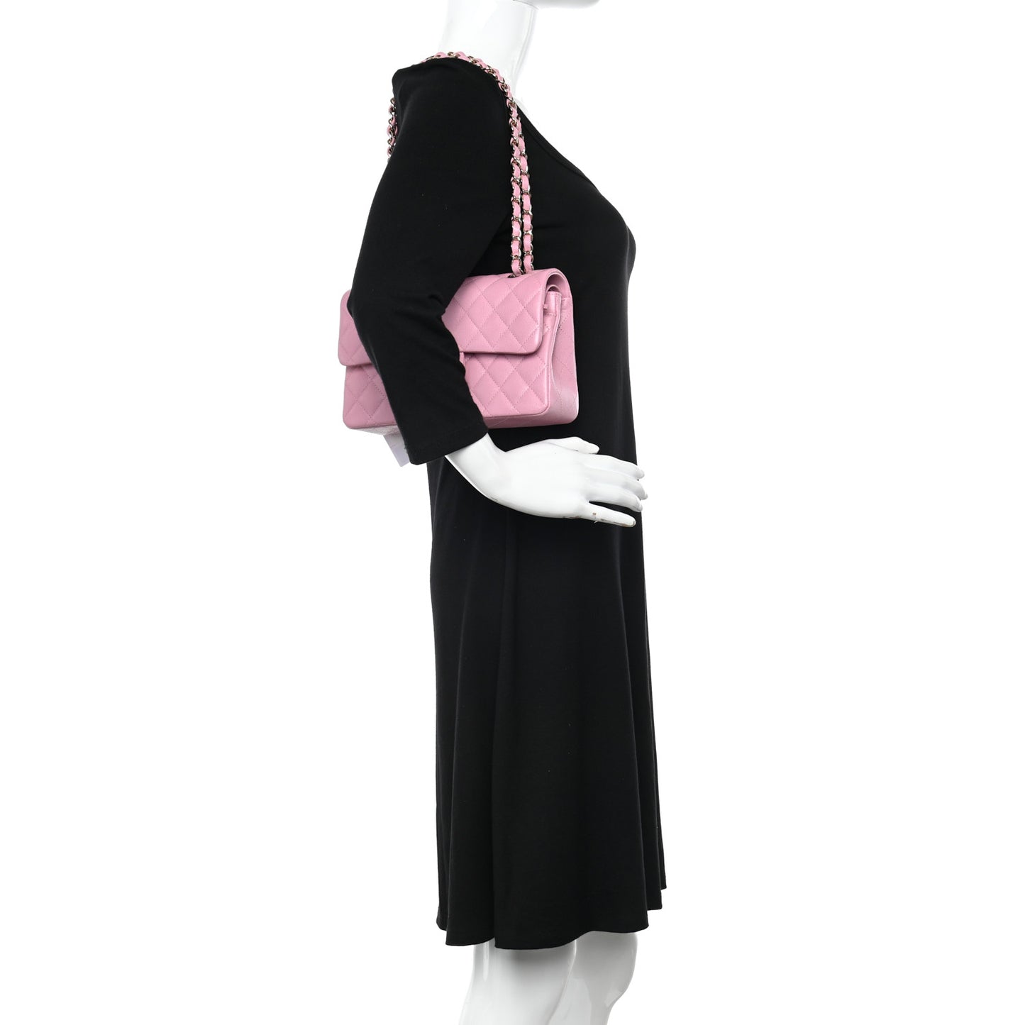 Caviar Quilted Small Double Flap Pink