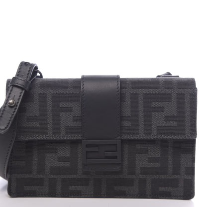 Fendi Recycled Fabric Jacquard Vitello Grace FF 1974 Baguette Belt Pouch Asfalto Black 10 of 10