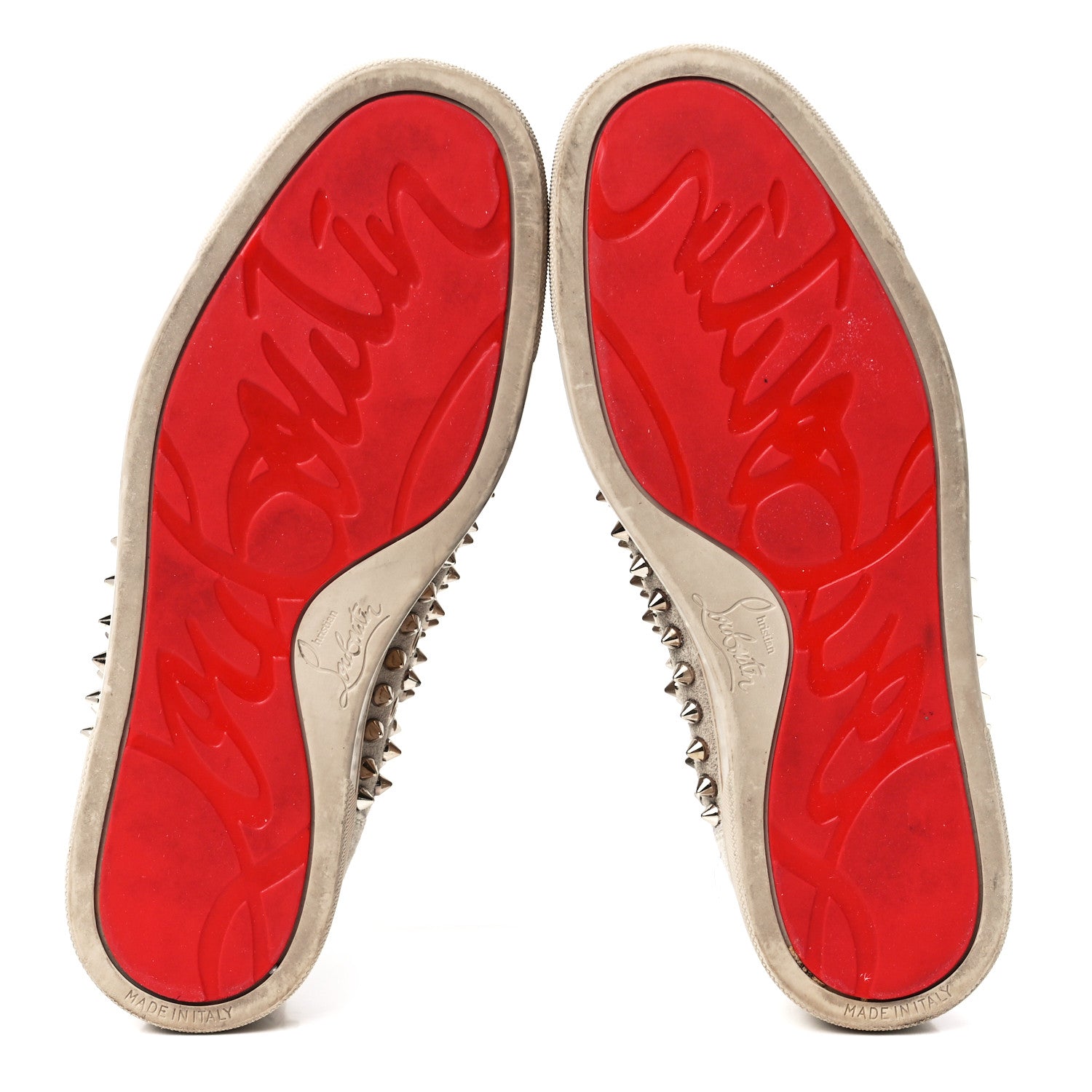 Christian Louboutin eau Velours Womens Louis Spikes Flat Sneakers 37 Colombe 5 of 10