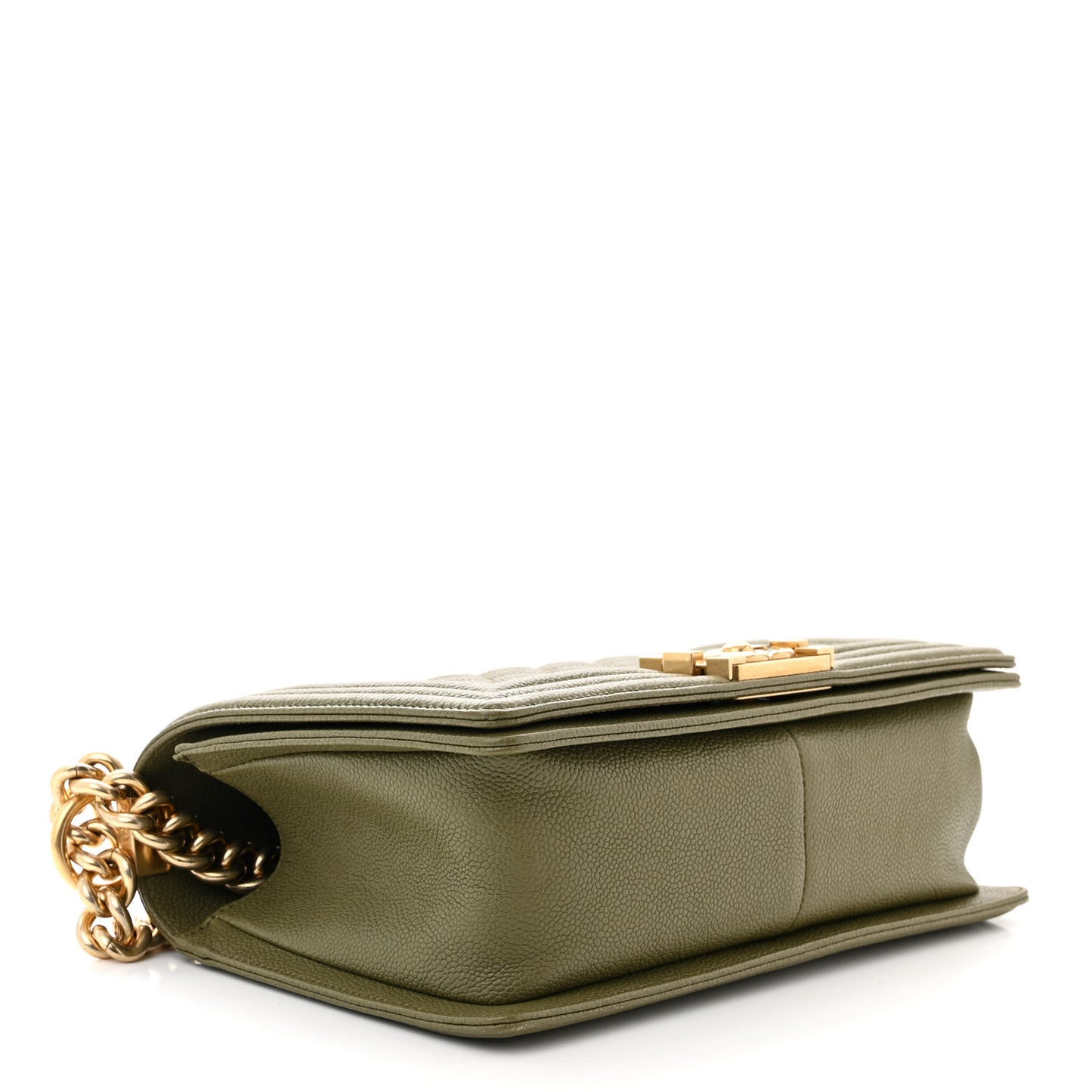 Caviar Quilted Medium Boy Flap Khaki