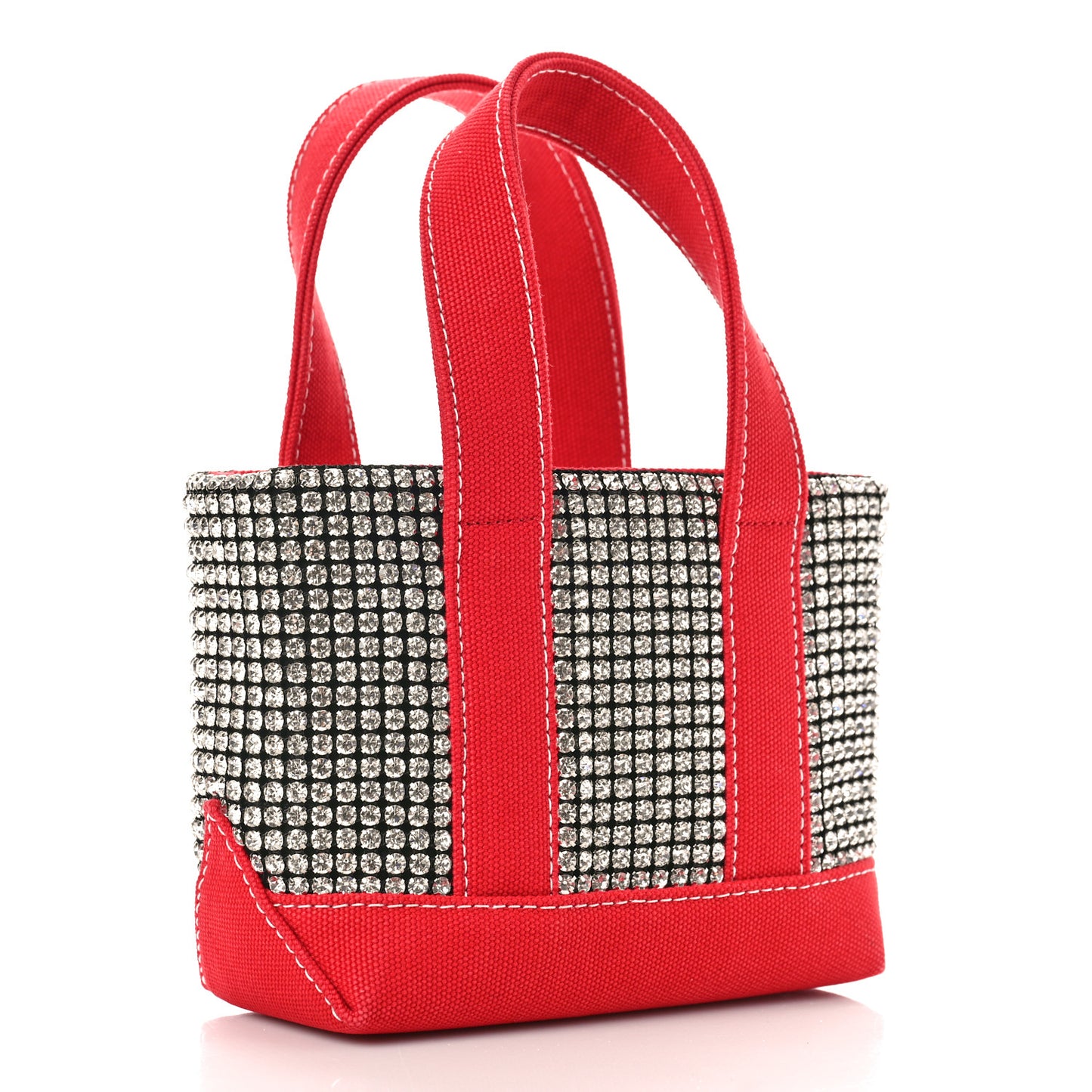 Mesh Crystal Rhinestone Mini Cruiser Tote Red Silver