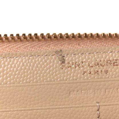 Saint Laurent Grain De Poudre Matelasse Chevron Monogram Zip Around Wallet Nude Powder 7 of 7