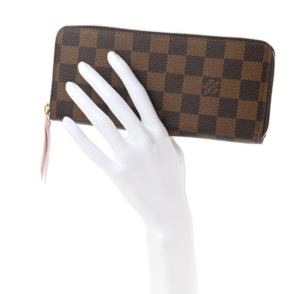 Louis Vuitton Damier Ebene Clemence Wallet Rose Ballerine 2 of 8
