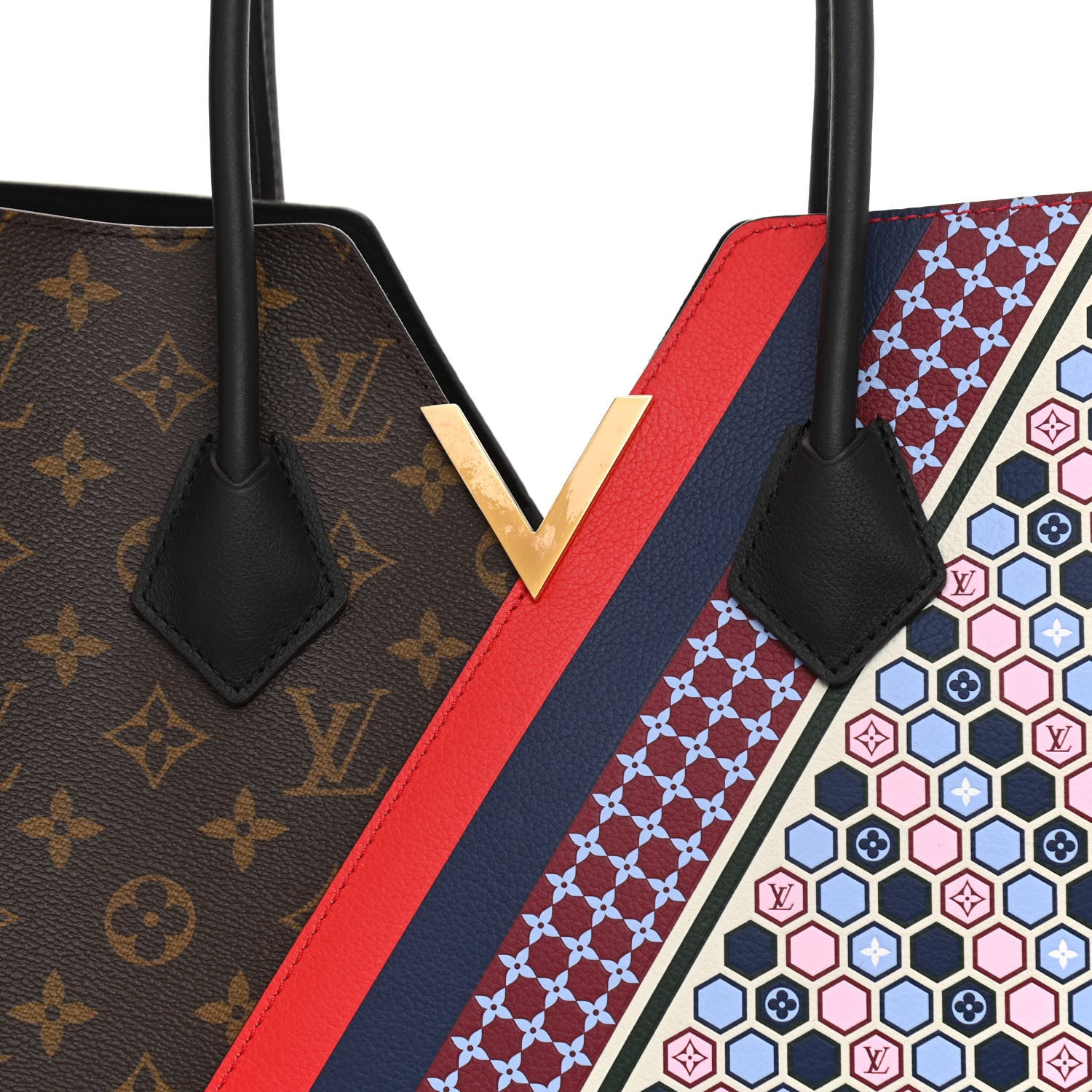 Louis Vuitton Calfskin Monogram Kimono Tote MM Rouge Navy 21 of 28