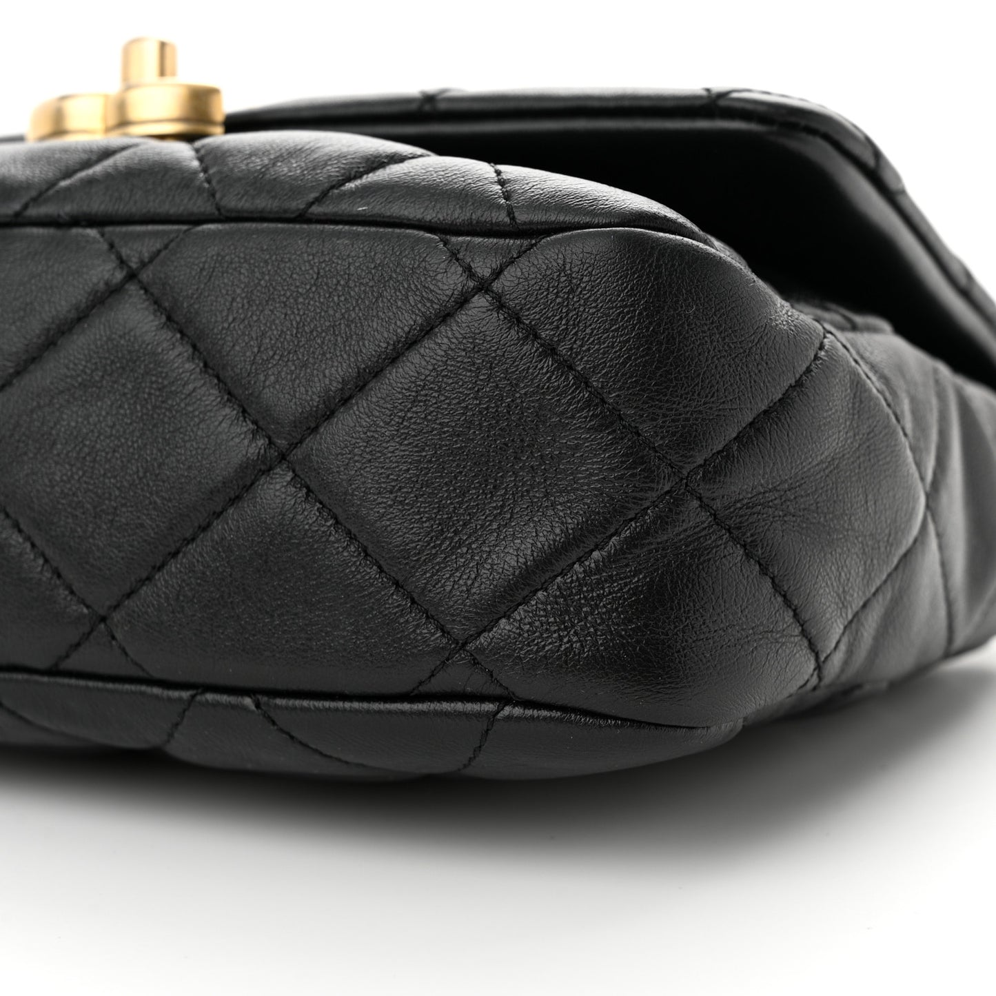 Lambskin Quilted Small Lacquered Chain Flap Black