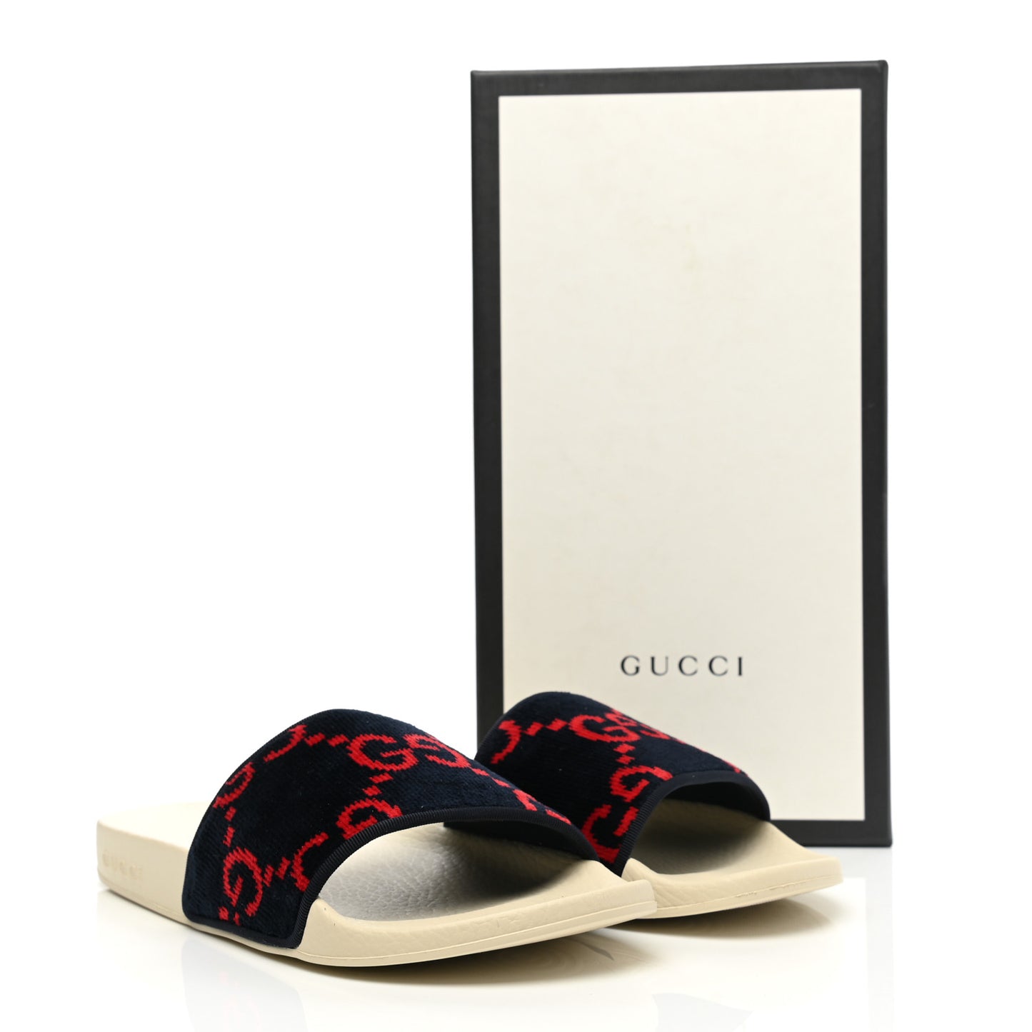 Terry Cloth GG Monogram Slide Sandals 40 Blue Red
