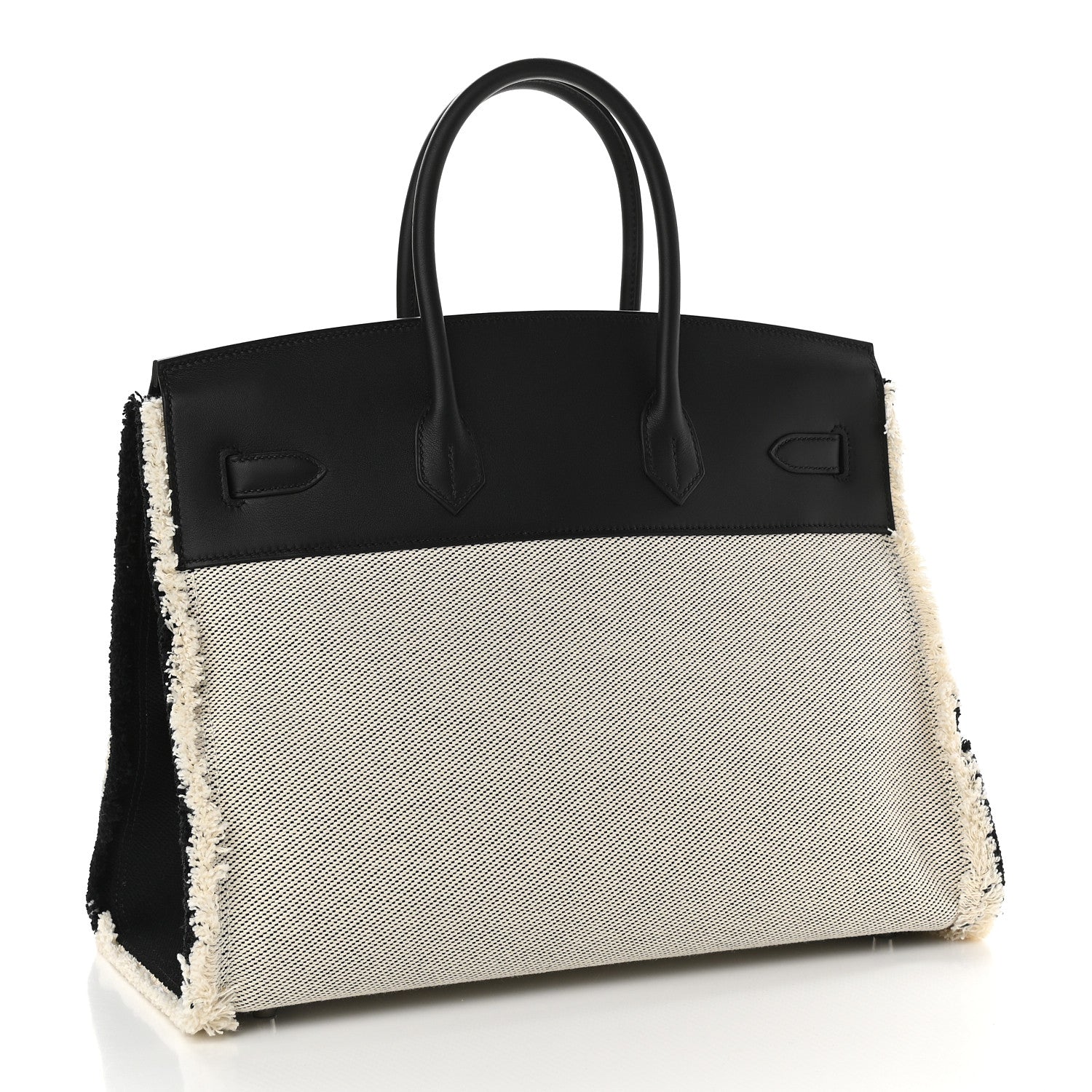 Hermes Swift Twill H Fray Fray Birkin 35 Black Ecru 3 of 11