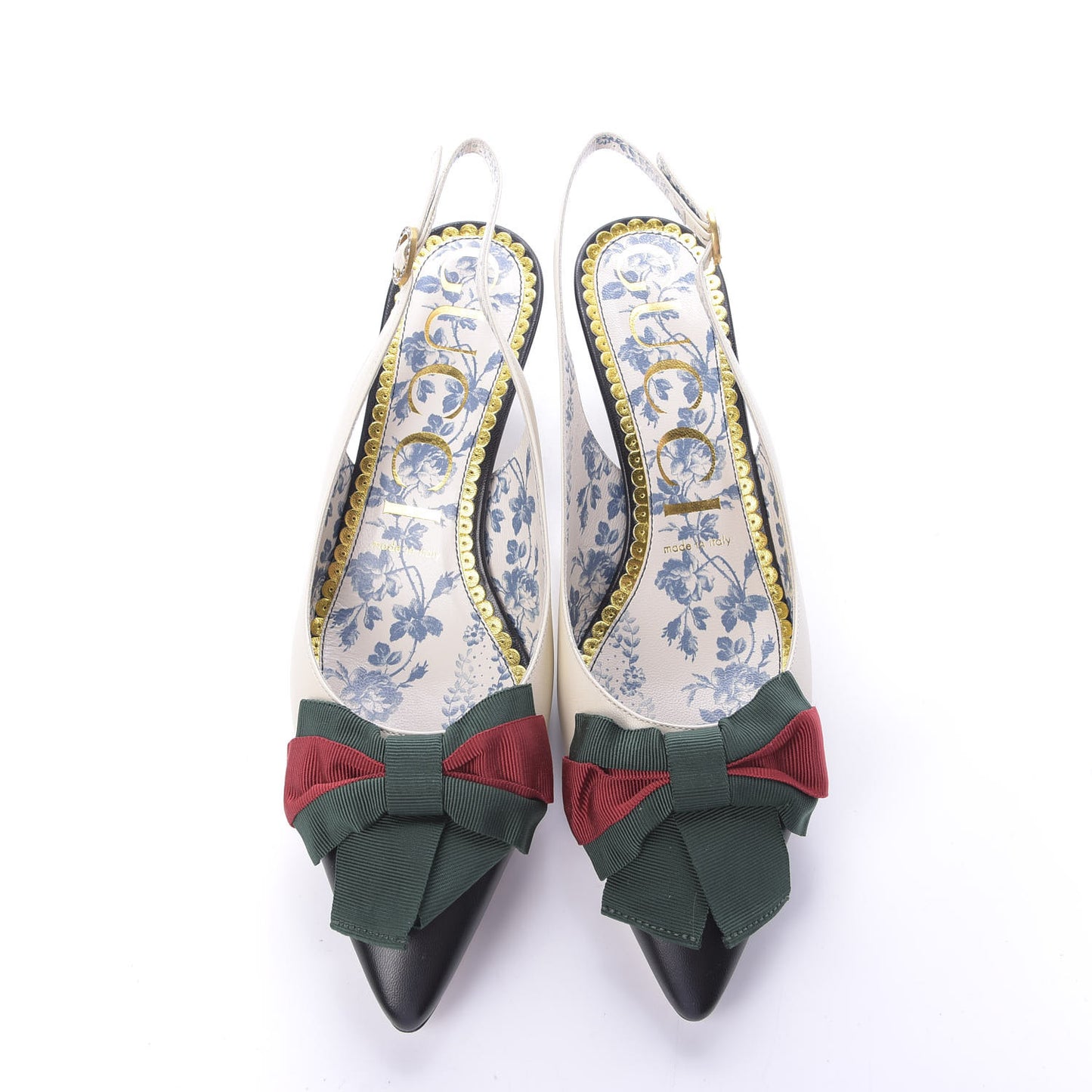 Malaga Kid Web Bow Jane Low Heel Slingback Pumps 37.5 Off White