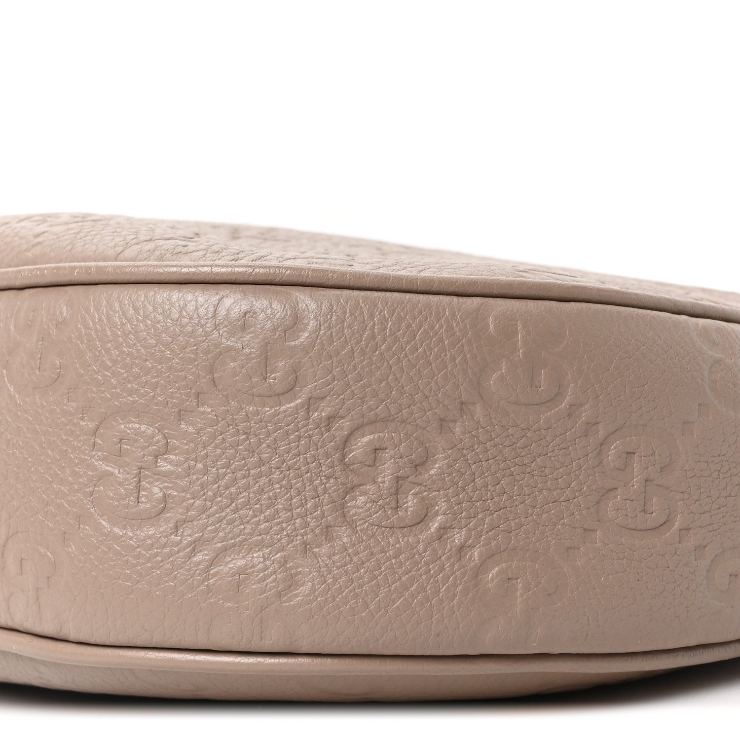 Gucci GG Grainy Calfskin Emblem Large Half Moon Shoulder Bag Taupe 10 of 10