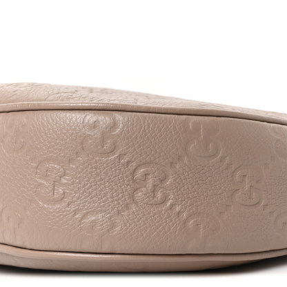 Gucci GG Grainy Calfskin Emblem Large Half Moon Shoulder Bag Taupe 10 of 10