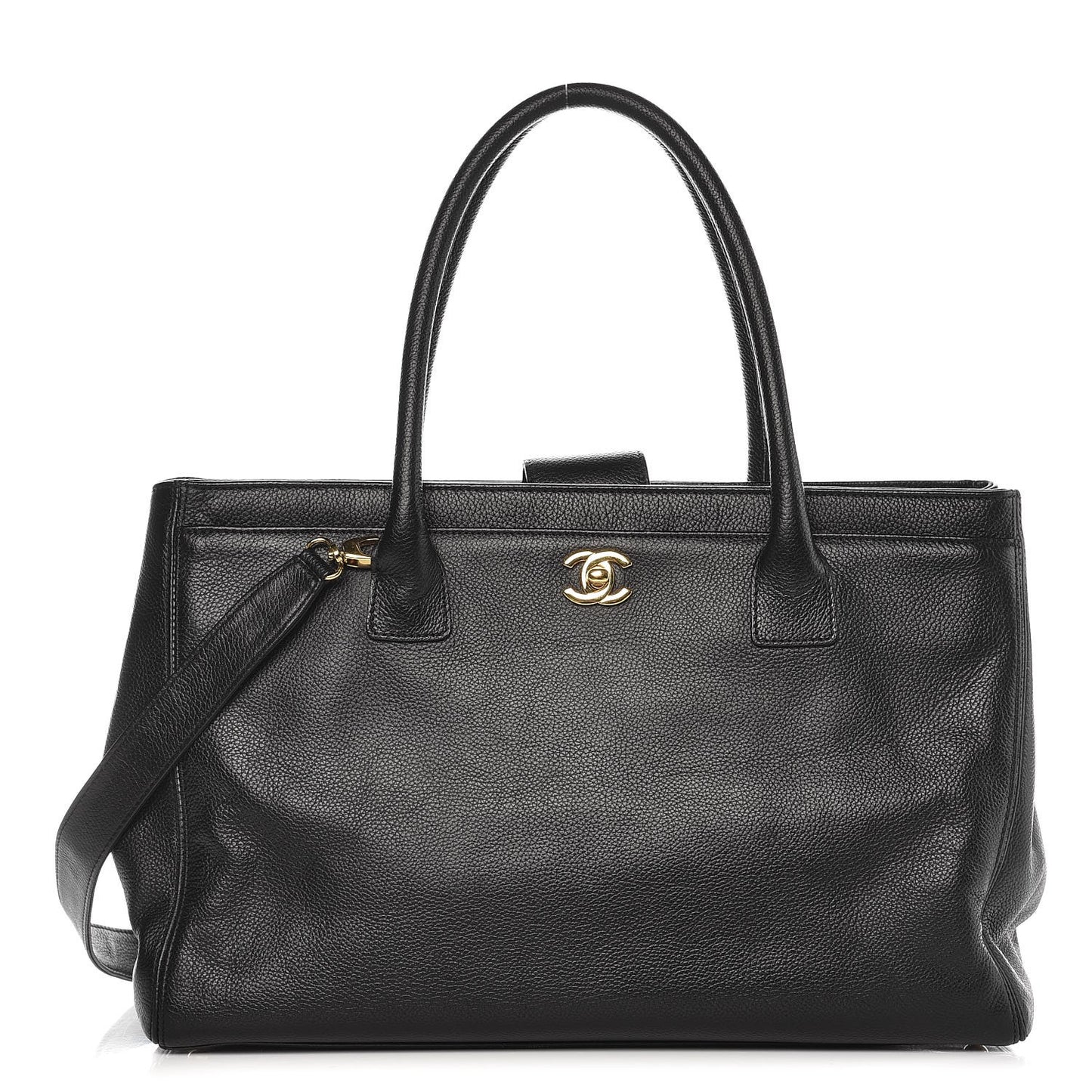 Calfskin Cerf Executive Shopper Tote Black