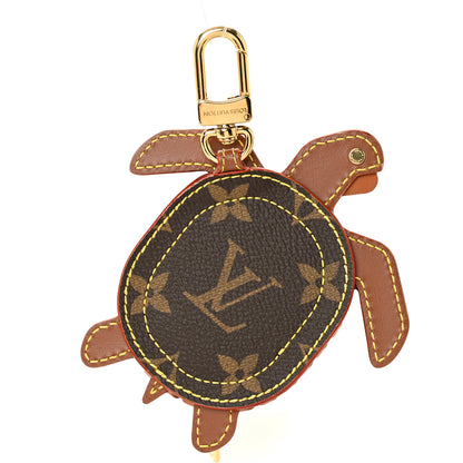 Louis Vuitton Raffia Calfskin Monogram LV Turtle Pouch Bag Charm Brown 3 of 4