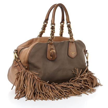 Prada Jacquard Logo Cervo Fringe Bowler Naturale 3 of 10