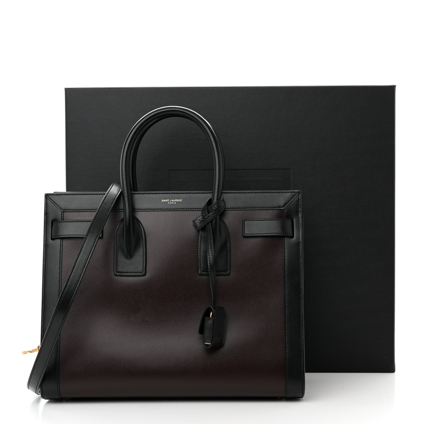 Calfskin Bi-Color Small Sac De Jour Burgundy Black