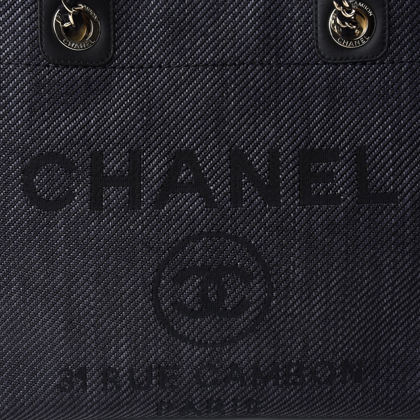 Mixed Fibers Calfskin Small Deauville Tote Black