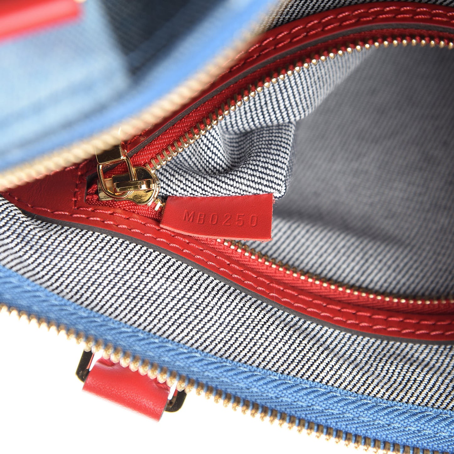 Denim Damier Monogram Patchwork Speedy Bandouliere 30 Blue Rouge