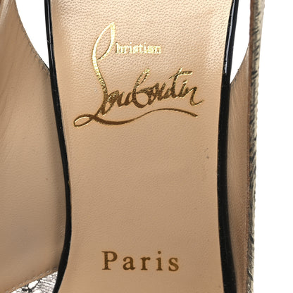 Christian Louboutin Lace Metallic Calfskin Slingback Pumps 36.5 Black Gold 9 of 9