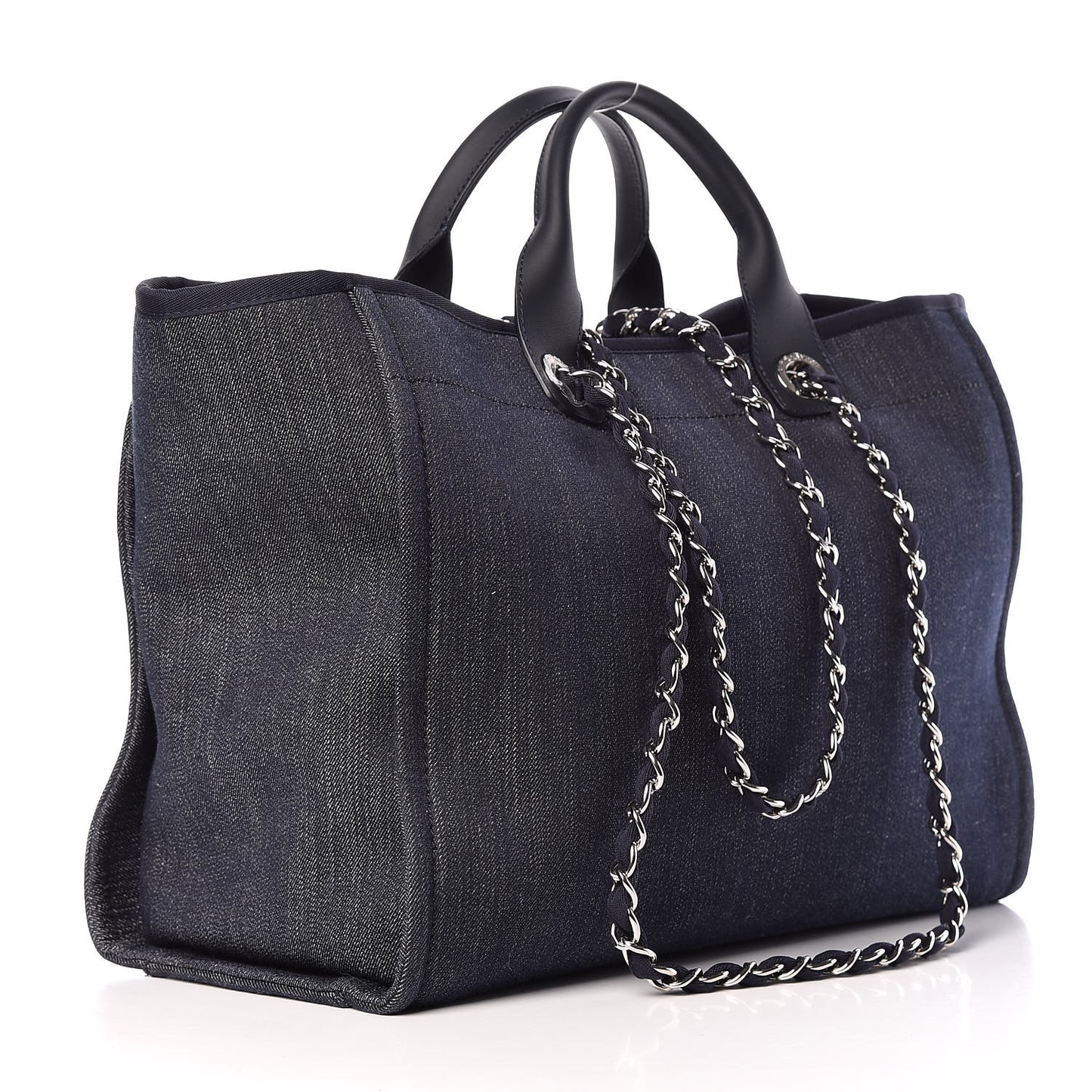 Denim Large Deauville Tote Blue Orange