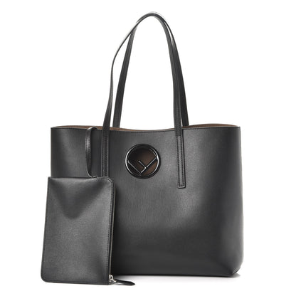 Fendi Vitello Vienna Enamel F is Fendi Shopping Tote Black Taupe 3 of 10