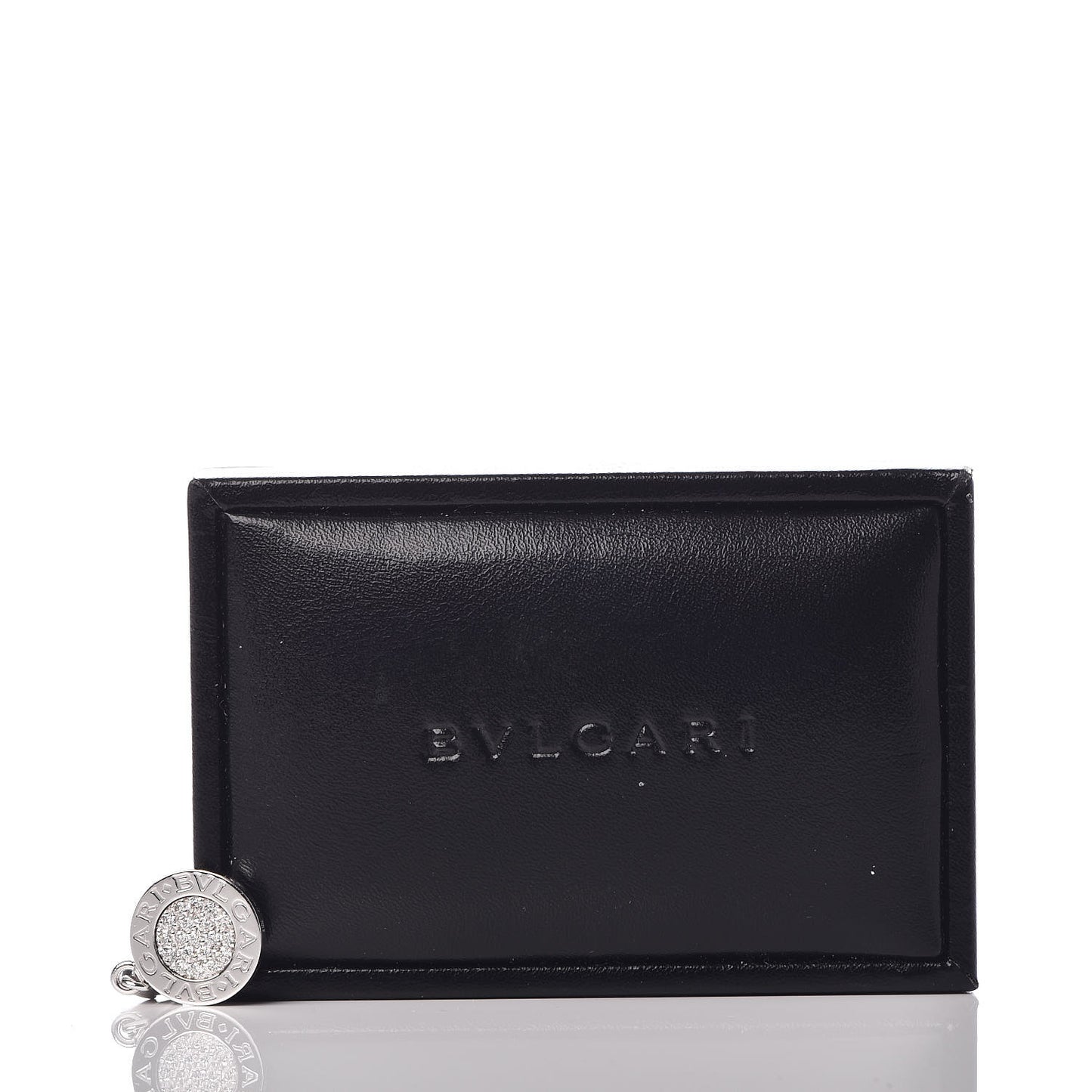 BVLGARI 18K White Gold Diamond Disc Charm Pendant